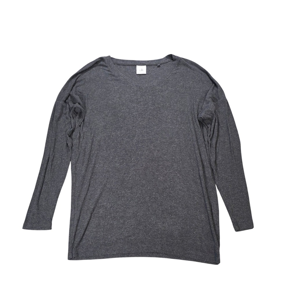 Cabi Serenity Tee Women's Size S Charcoal Gray V-Neck Long Sleeve Relaxed Fit
